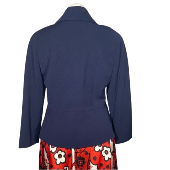 Christian Lacroix Women's Blazer blue wool gold top button size 8 Italy jacket - Picture 2 of 13